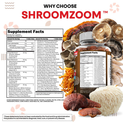 15-in-1 Mushroom Gummies with Lion's Mane, Turkey Tail & More | Immune Support for Men & Women | Clean Nutra