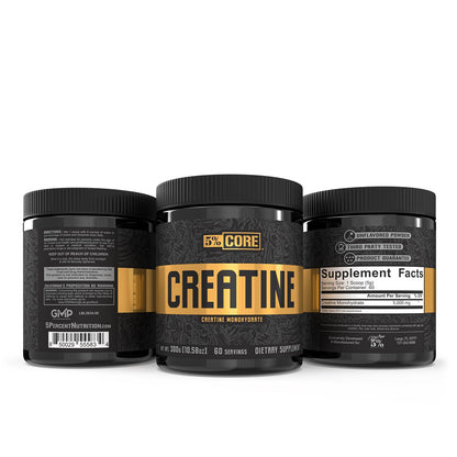 5% Nutrition Core Creatine | Micronized Creatine Monohydrate Powder | 60 Servings, Unflavored