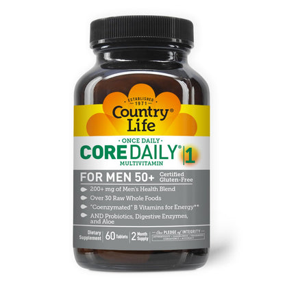 Country Life CORE DAILY-1 Multivitamin for Men 50+ – Gluten Free, Energy & Immune Support | 60 Tablets