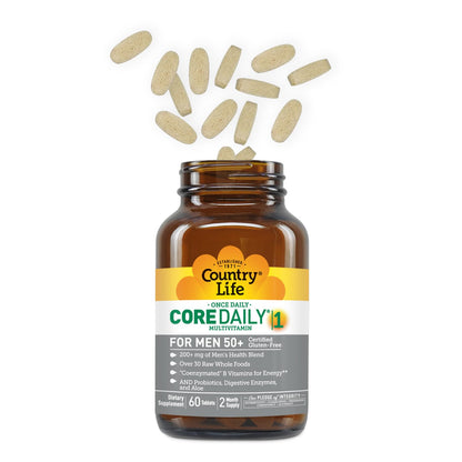Country Life CORE DAILY-1 Multivitamin for Men 50+ – Gluten Free, Energy & Immune Support | 60 Tablets