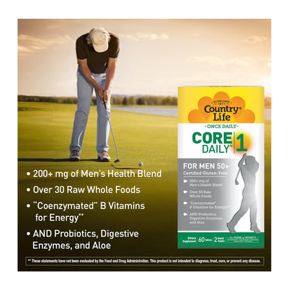 Country Life CORE DAILY-1 Multivitamin for Men 50+ – Gluten Free, Energy & Immune Support | 60 Tablets