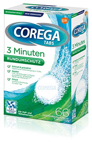 Corega Rapid Denture Cleaning Tabs – 66 Tablets | Cleaning in 3 Minutes