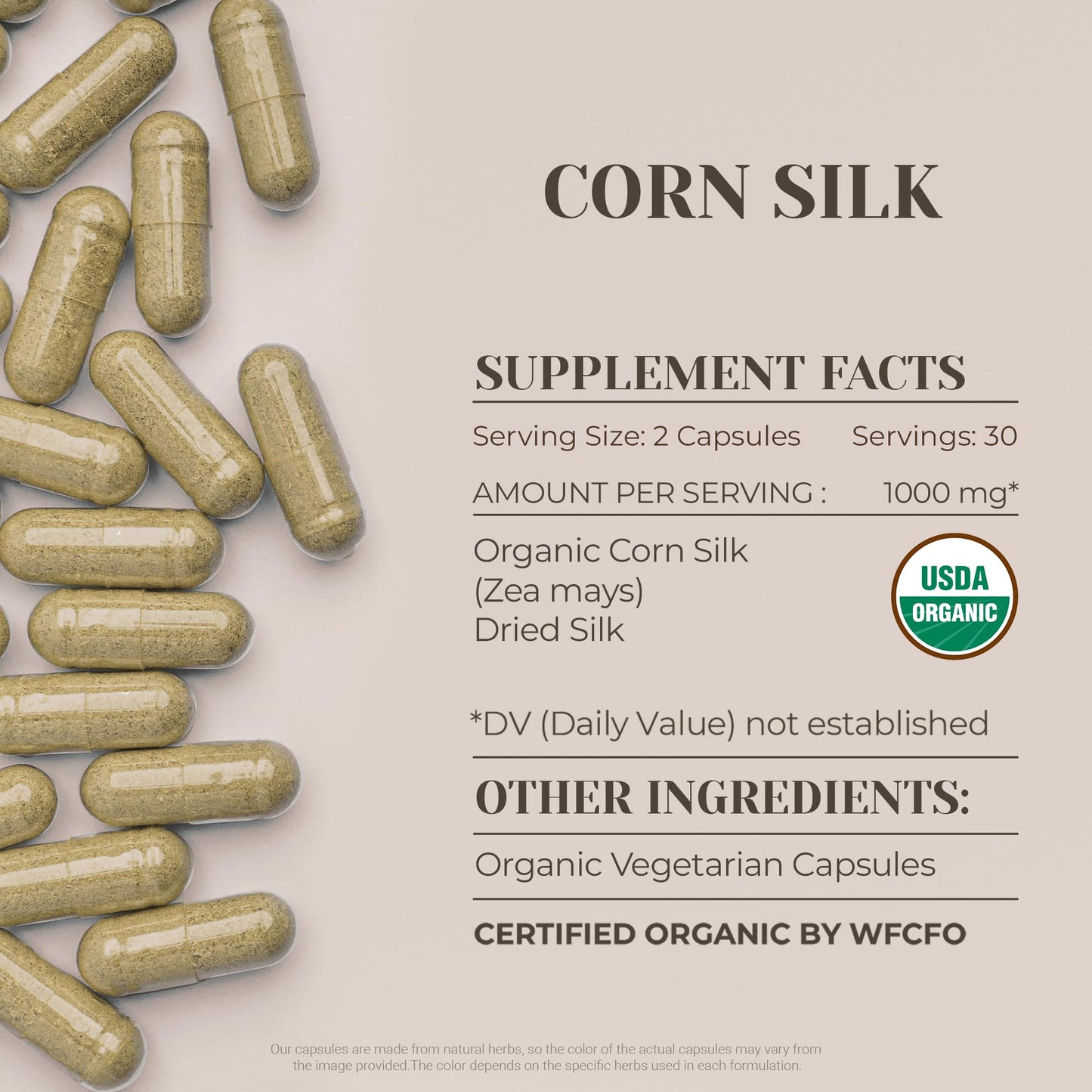 Corn Silk USDA Organic 60 Capsules | High-Potency Natural Supplement