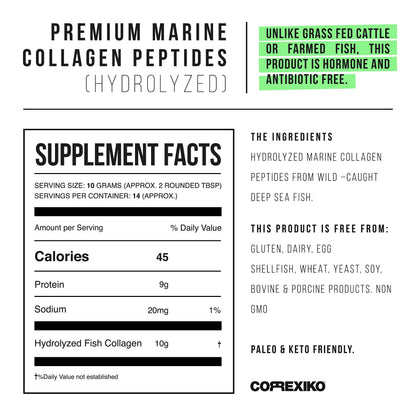 CORREXIKO Marine Collagen Powder Unflavored | 10,000mg per Serving | 5oz