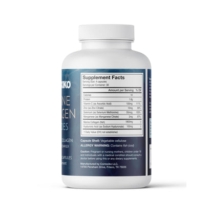 CORREXIKO Marine Collagen Supplement - 1800mg per Serving | Hair, Skin & Nails - 120 Capsules