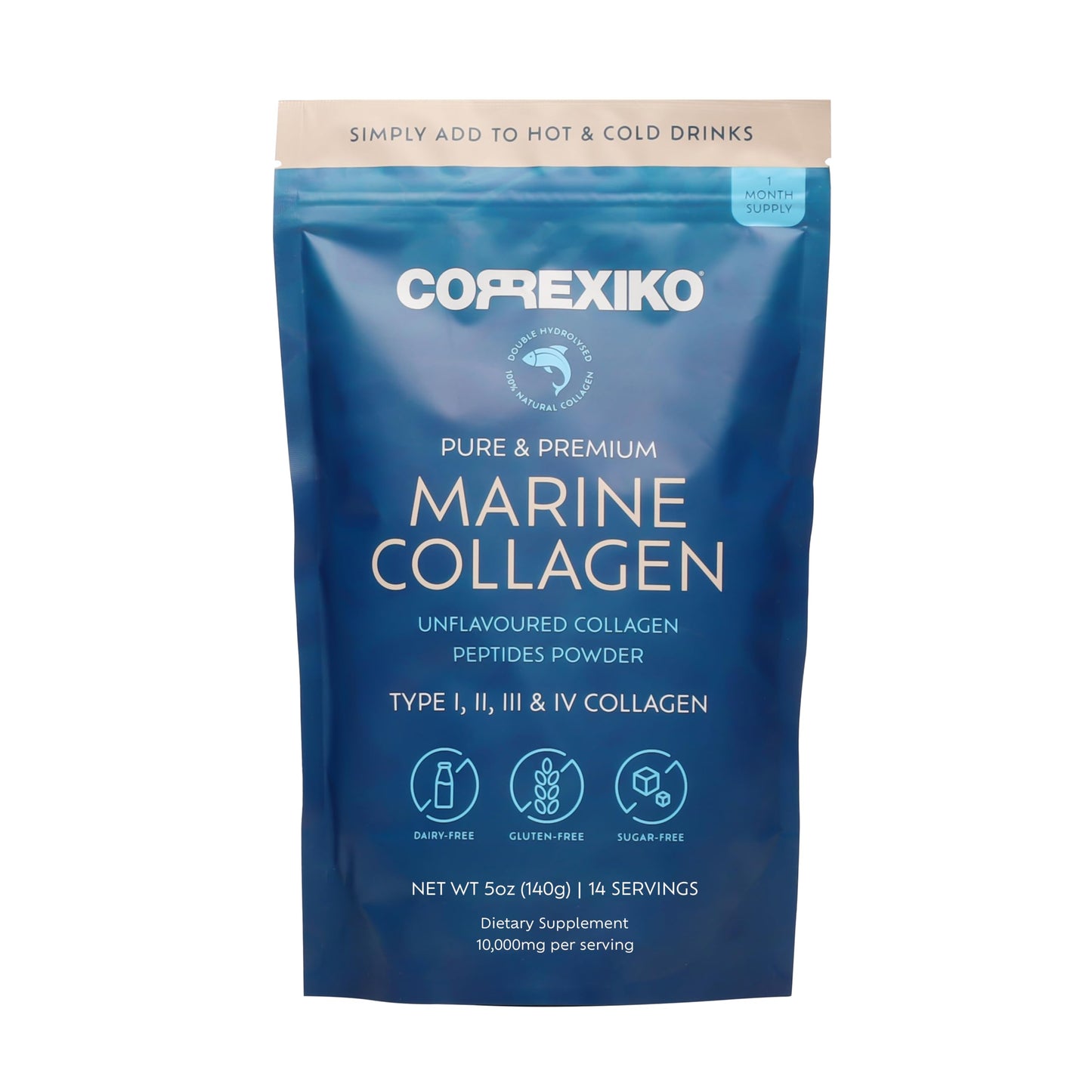 CORREXIKO Marine Collagen Powder Unflavored | 10,000mg per Serving | 5oz