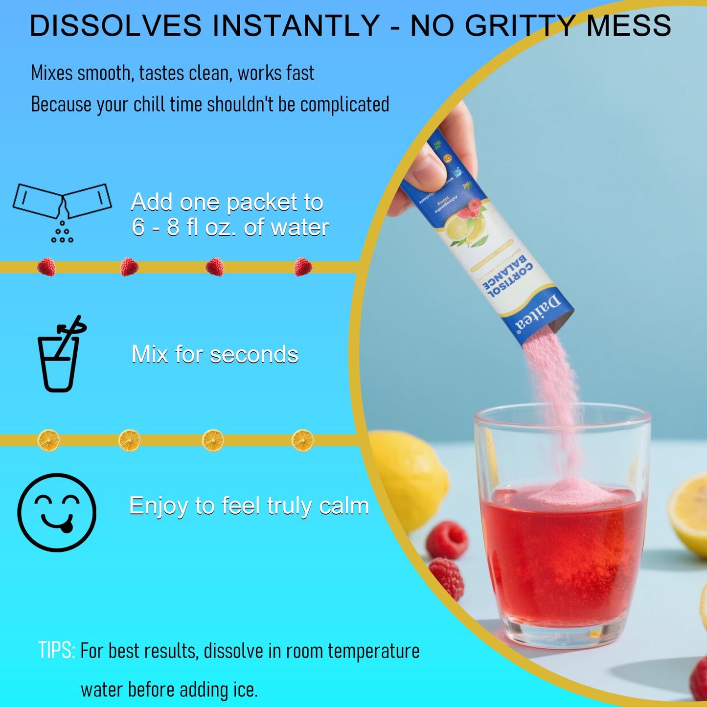 Cortisol Calm Drink Mix – Magnesium Glycinate, L-Theanine & Ashwagandha | 30 Pack