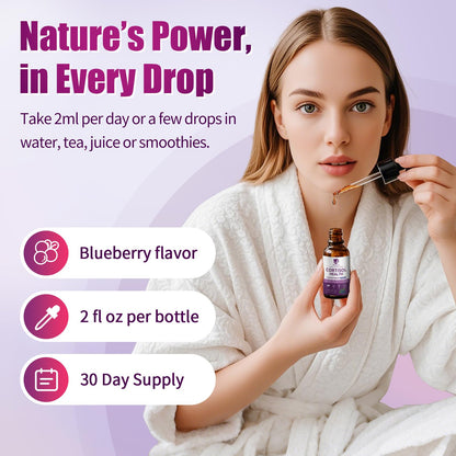 Cortisol Supplements for Women & Men | 10-in-1 Detox Manager, Blueberry (2 fl oz)