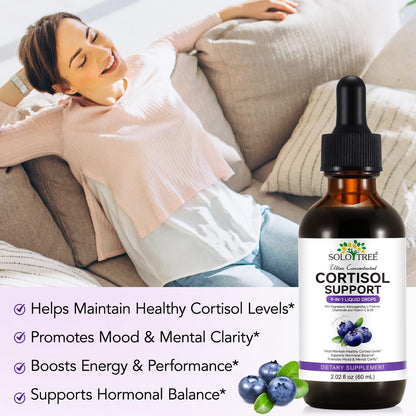9-in-1 Cortisol Reducer Liquid Drops for Women & Men – Blueberry Flavor