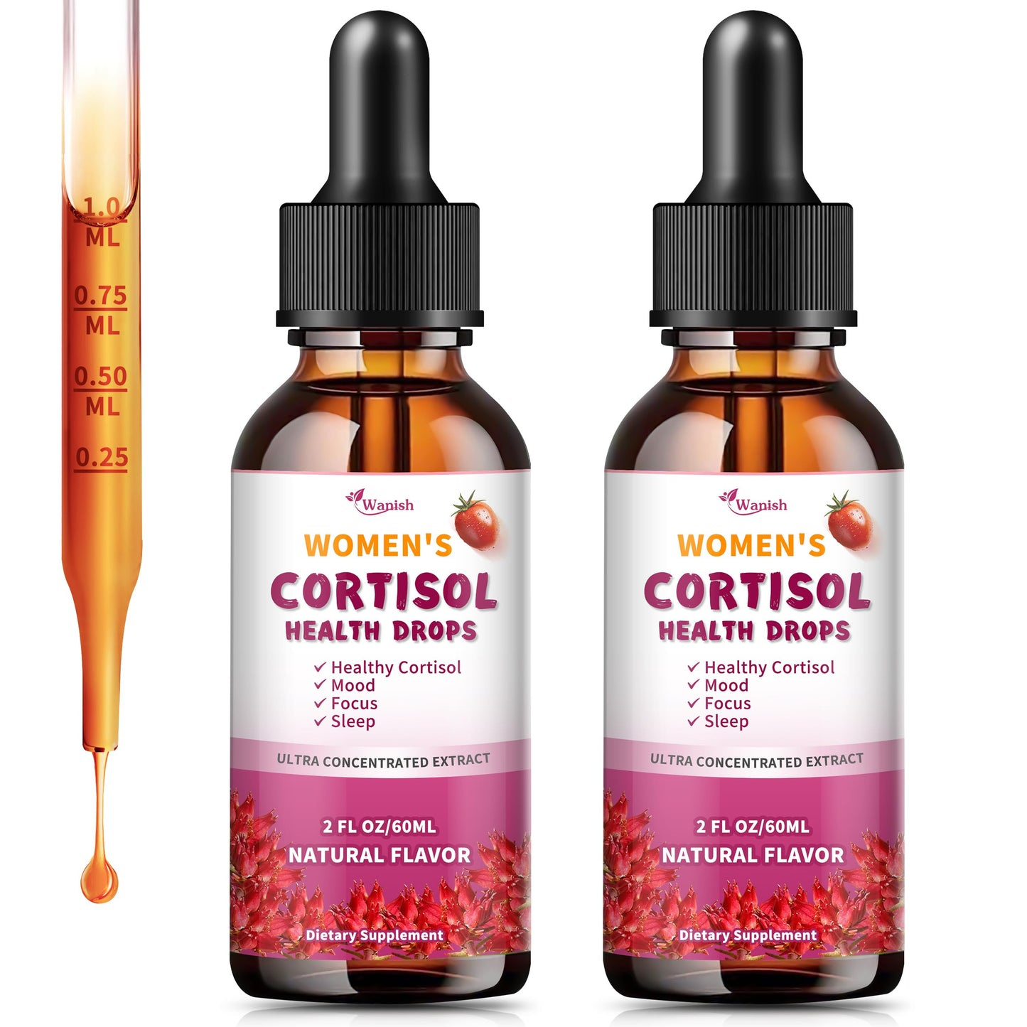 Cortisol Supplements for Women | Liquid Drops | 60 Day Vegan Supply
