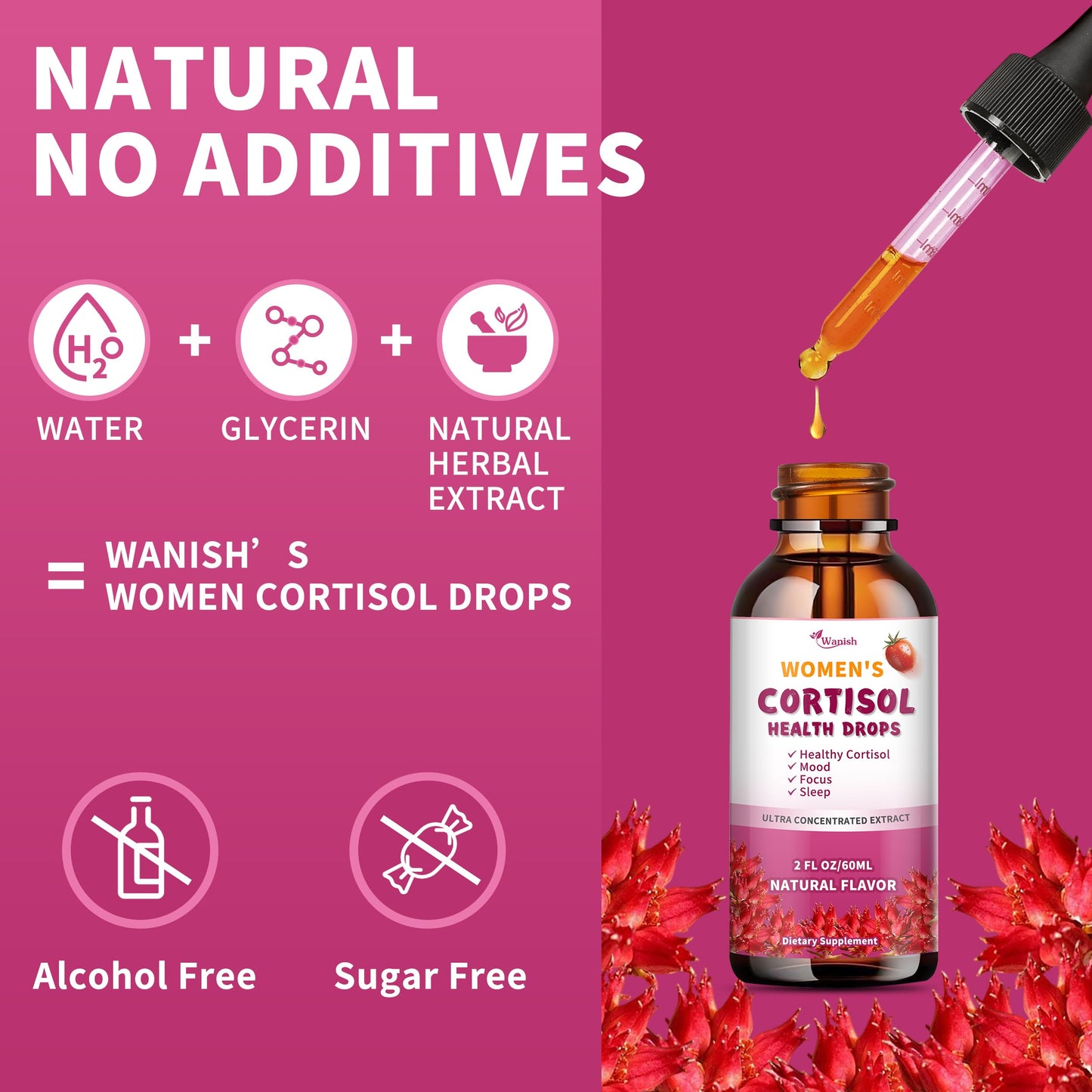 Cortisol Supplements for Women | Liquid Drops | 60 Day Vegan Supply