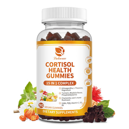 15-in-1 Cortisol Gummies for Women & Men – Vegan, Ashwagandha, L-Theanine, 90ct