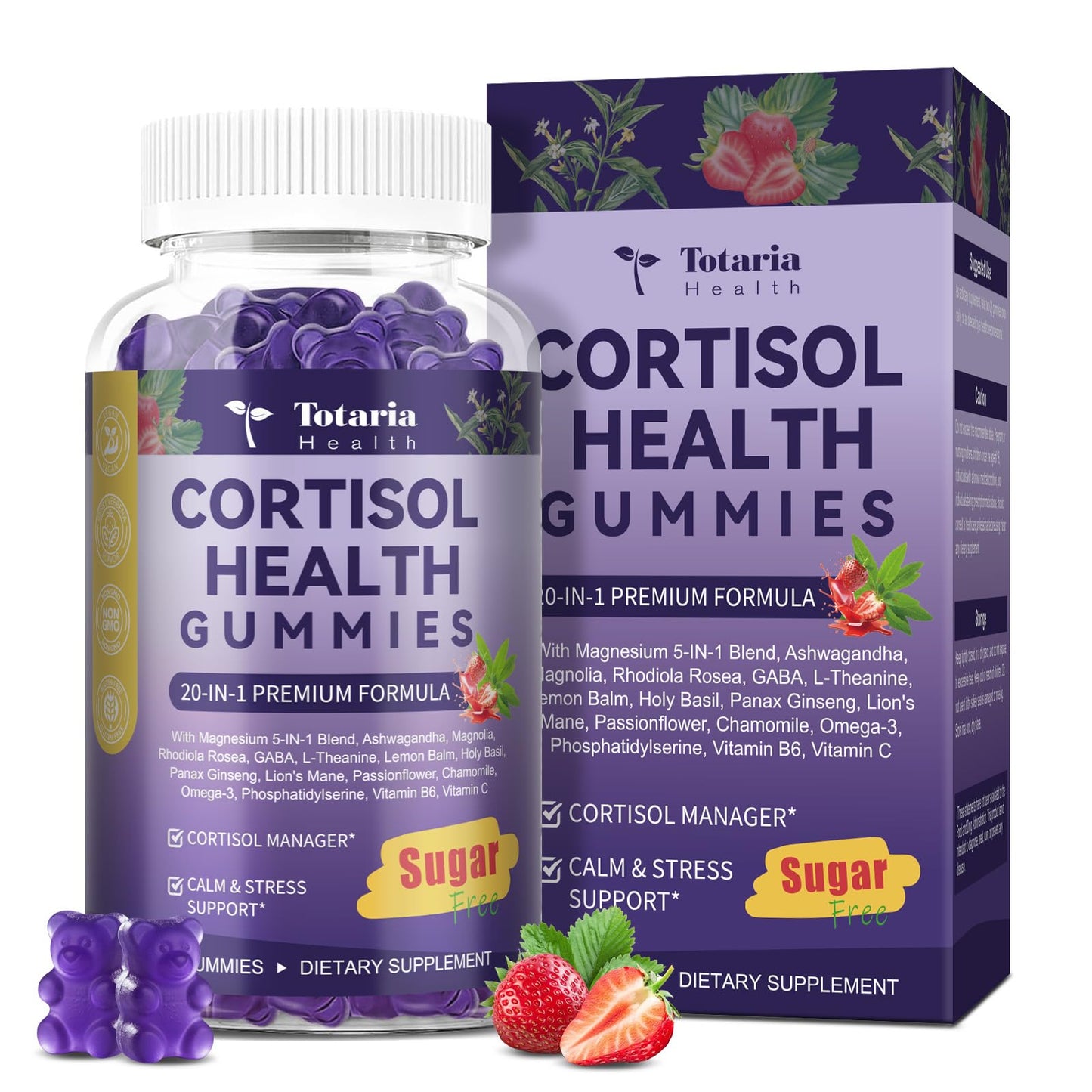 Cortisol Gummies 20-in-1 for Stress Support | Ashwagandha, Rhodiola, Magnesium