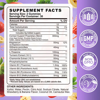 Cortisol Gummies for Women & Men – Vegan, Sugar-Free | Relaxation & Sleep
