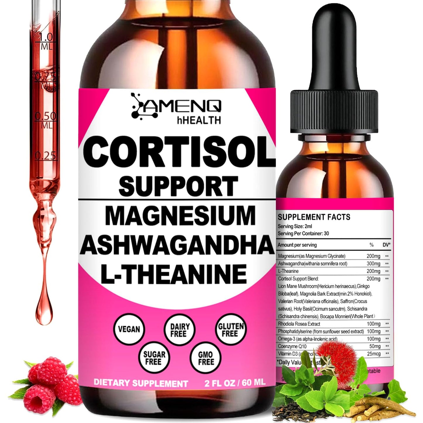 Cortisol Liquid Drops – 17-in-1 Cortisol Reducer with KSM-66, Ashwagandha & Theanine