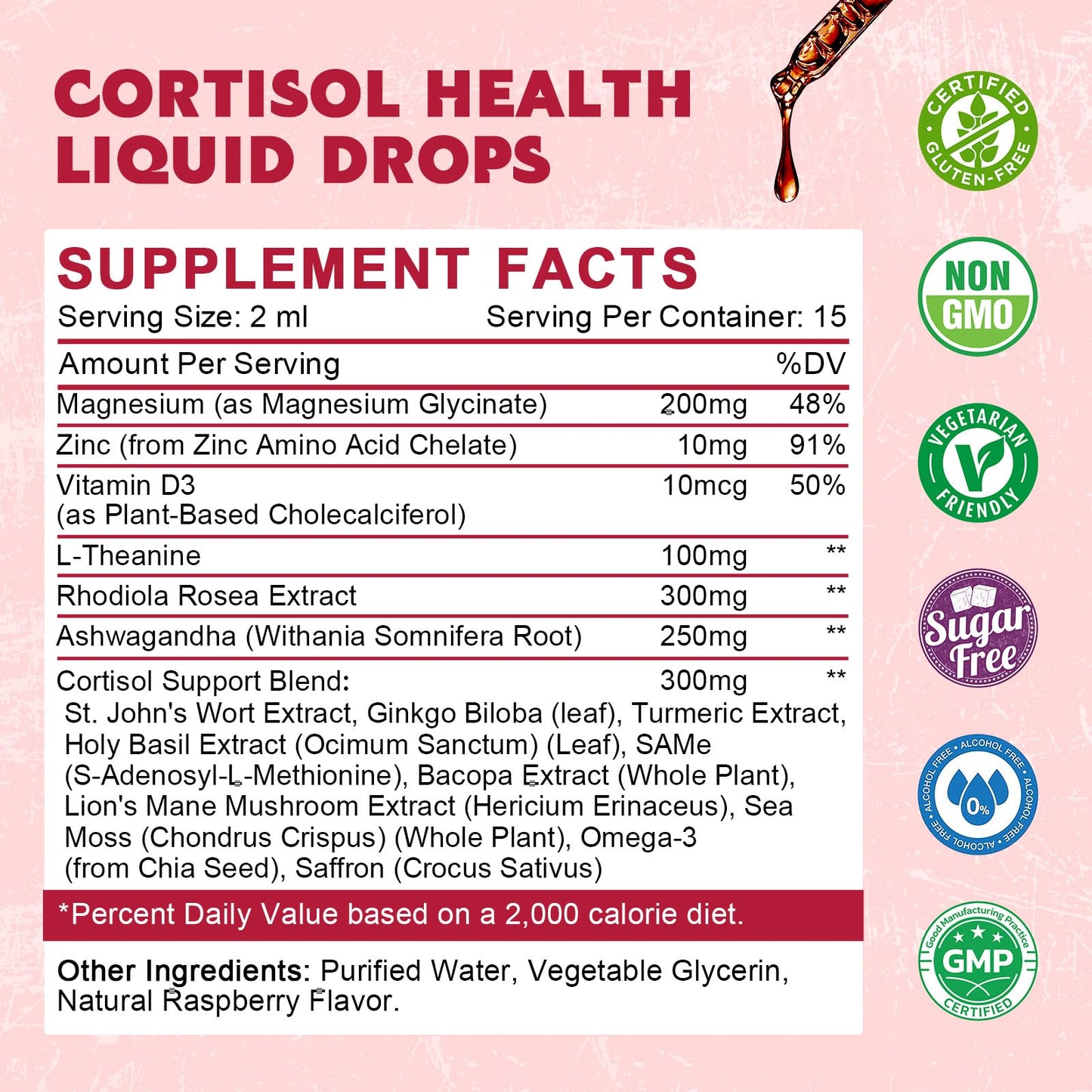 (2 Pack) Cortisol Liquid Drops for Women - Hormone Balance, Adaptogens, Magnesium Complex | Sugar-Free 1 Fl Oz
