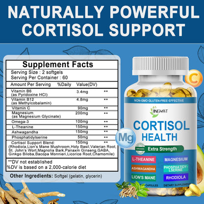 Cortisol Softgels 20-in-1 for Women – Natural Stress Support & Focus