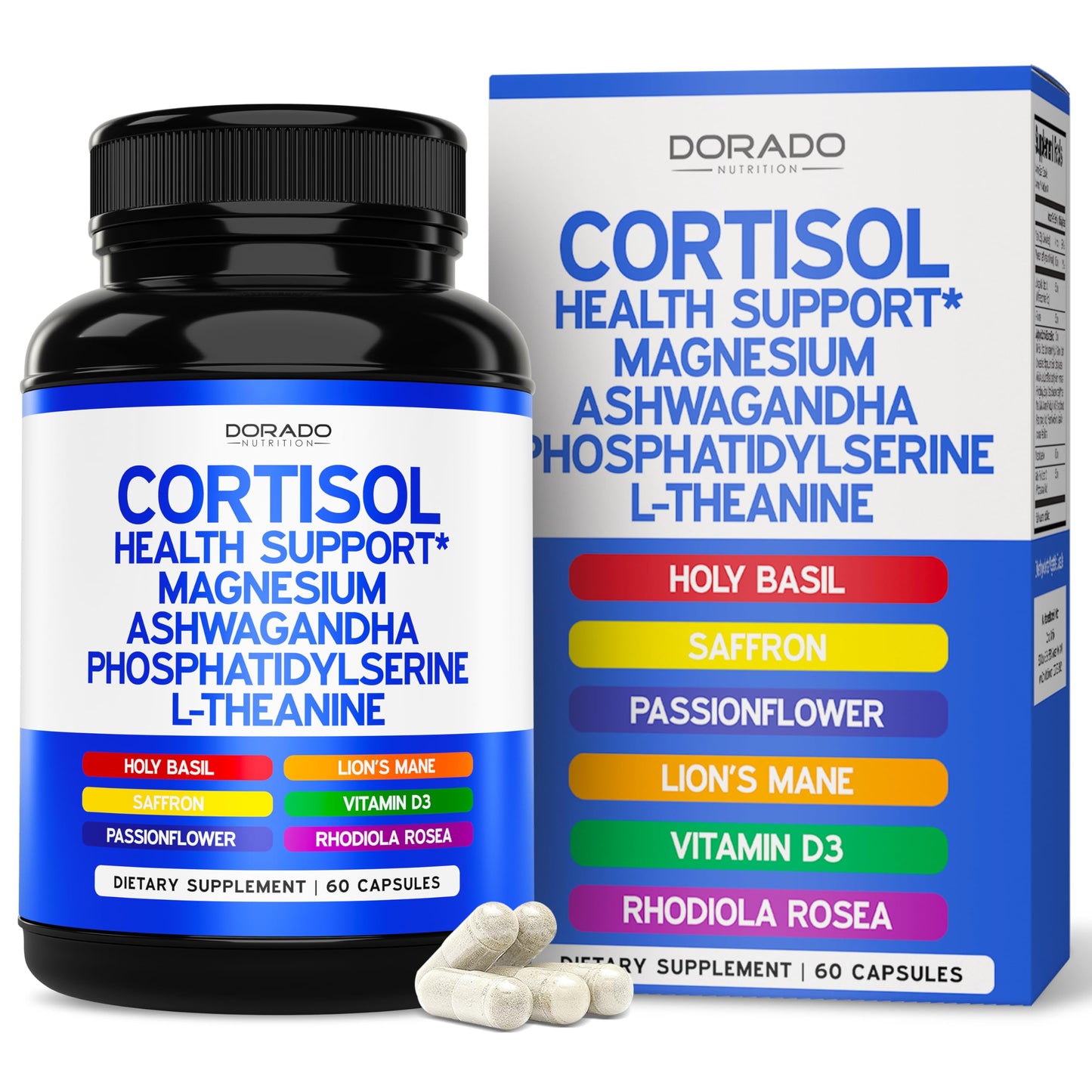 Cortisol Supplements for Women & Men – 14-in-1 Blend, 60 Count, USA Made