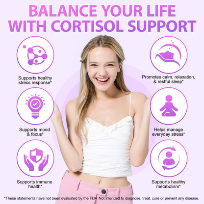 Cortisol Reducer Liquid Drops – 10-in-1 Formula for Hormone Balance (60ml/2oz, Pack of 2)