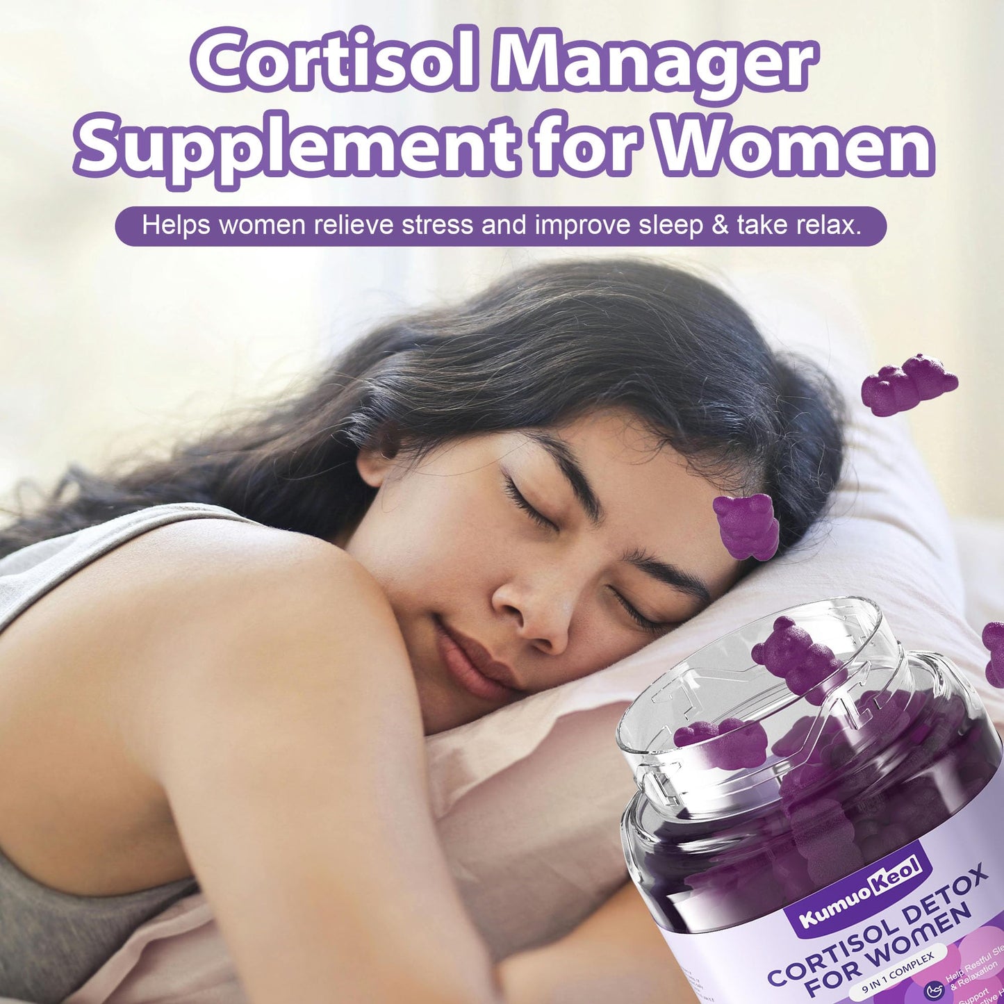 Cortisol Supplements for Women - Stress Relief Gummies, 90 Count