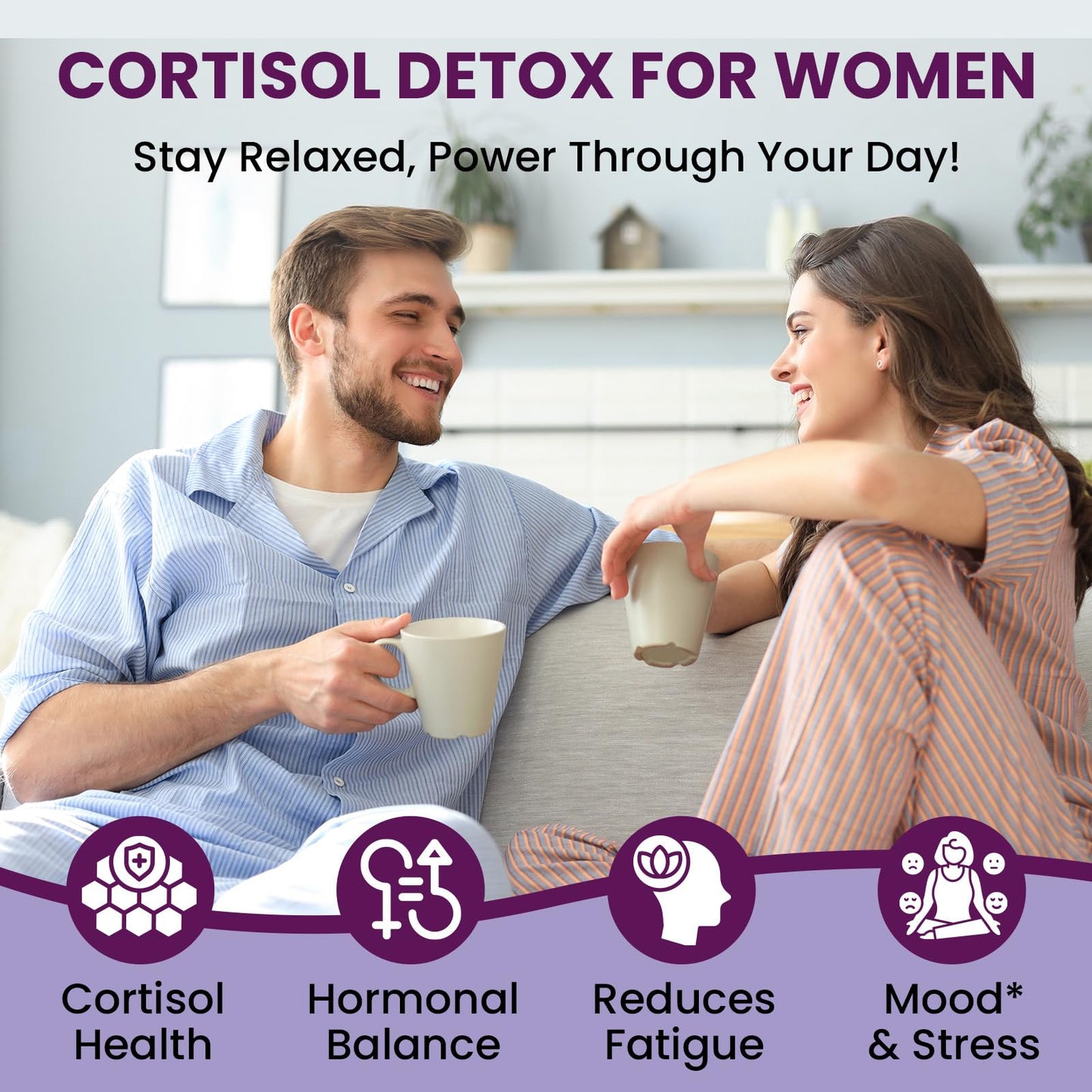 Cortisol Supplements for Women – 16-in-1 Detox with Magnesium, Ashwagandha, L-Theanine & Probiotics | 90 Tablets