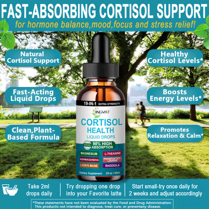 Cortisol Supplements for Women – 19-in-1 Liquid Drops (High Absorption)