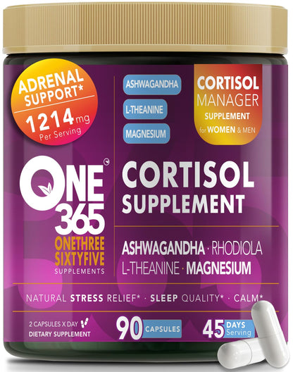 Cortisol Supplements for Women & Men - Adrenal Support & Stress Relief (90 Caps)