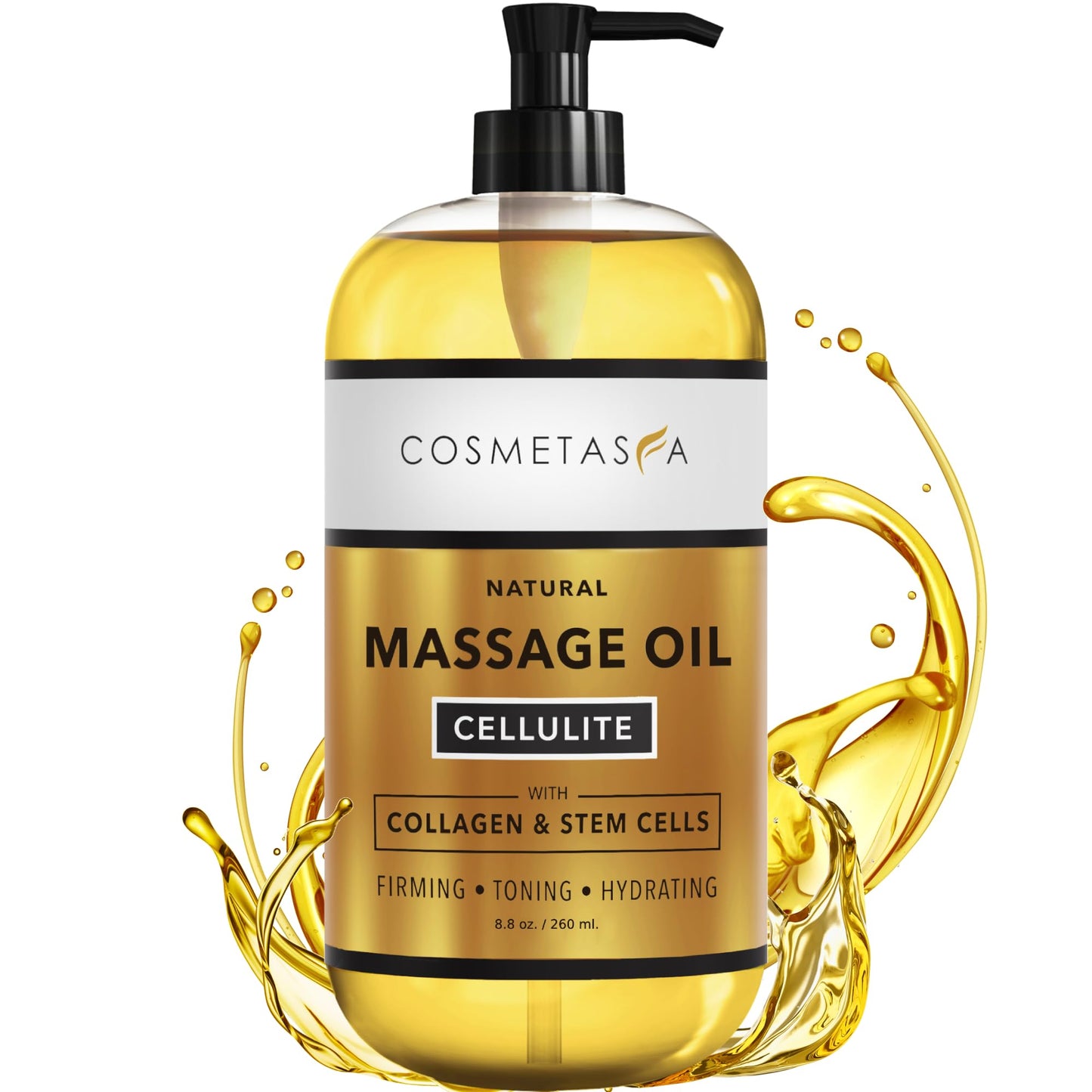 Cosmetasa Anti Cellulite Massage Oil – Lymphatic Drainage & Firming Body Oil (8.8 fl oz)