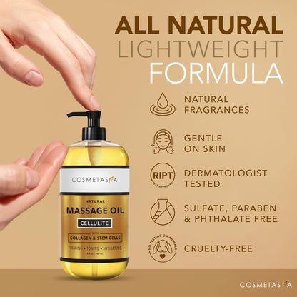 Cosmetasa Anti Cellulite Massage Oil – Lymphatic Drainage & Firming Body Oil (8.8 fl oz)