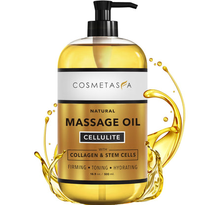 Cosmetasa Cellulite Massage Oil with Collagen & Stem Cells – 16.9 oz