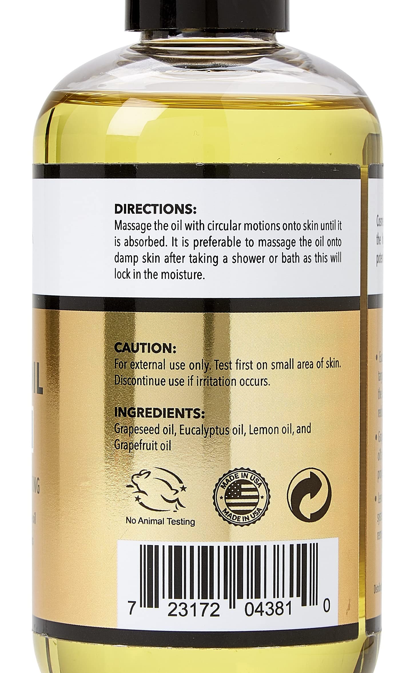 Cosmetasa Cellulite Massage Oil with Massager Mitt - 100% Natural, 16.9 oz