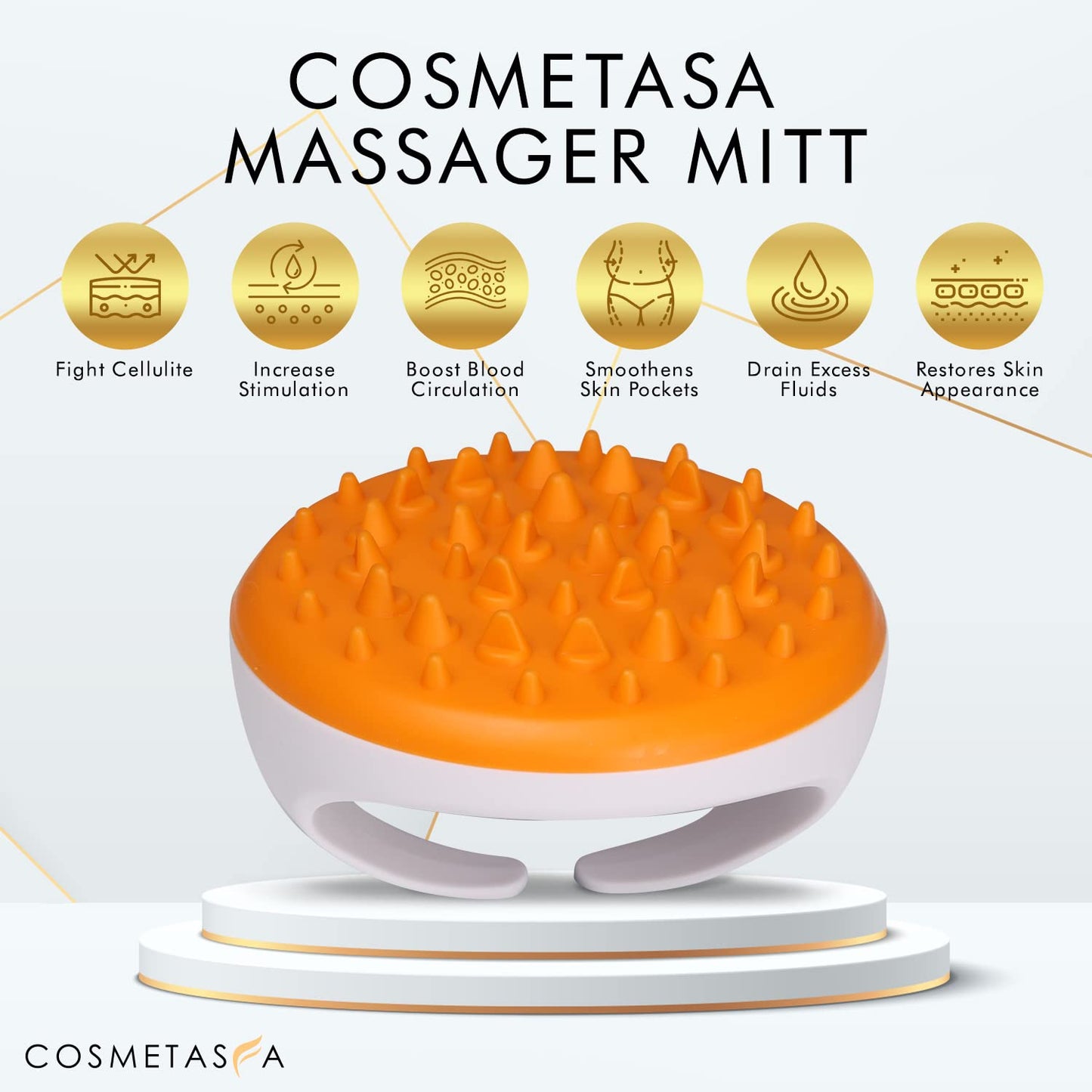 Cosmetasa Cellulite Massage Oil with Massager Mitt - 8.8 oz | Natural & Absorbent