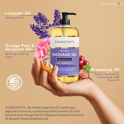 Cosmetasa Massage Oil Spa Gift Set for Women – Lavender, Arnica & Citrus Oils