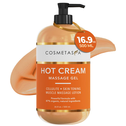 Cosmetasa Hot Cream for Belly – 87% Organic Cellulite & Natural Sweat Gel (16.9 oz)