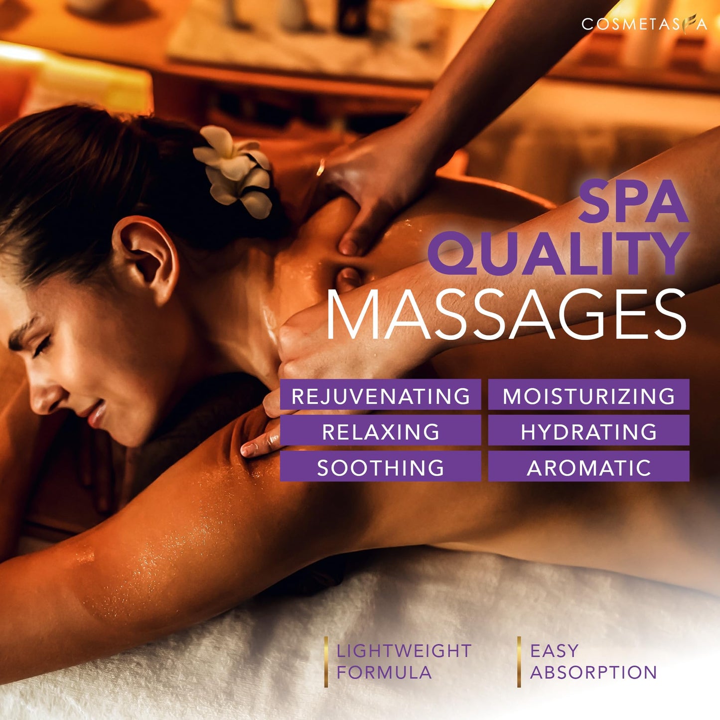 Cosmetasa Lavender Massage Oil with Roller – All Natural, Cruelty-Free Spa-Quality Skin Therapy Oil (8.8 oz)