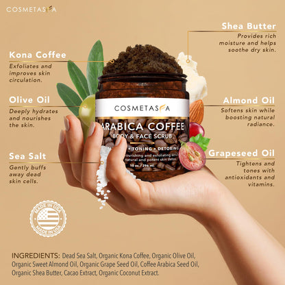 Cosmetasa Anti-Cellulite Massage Oil Kit | Organic Arabica Coffee Scrub Gift Set