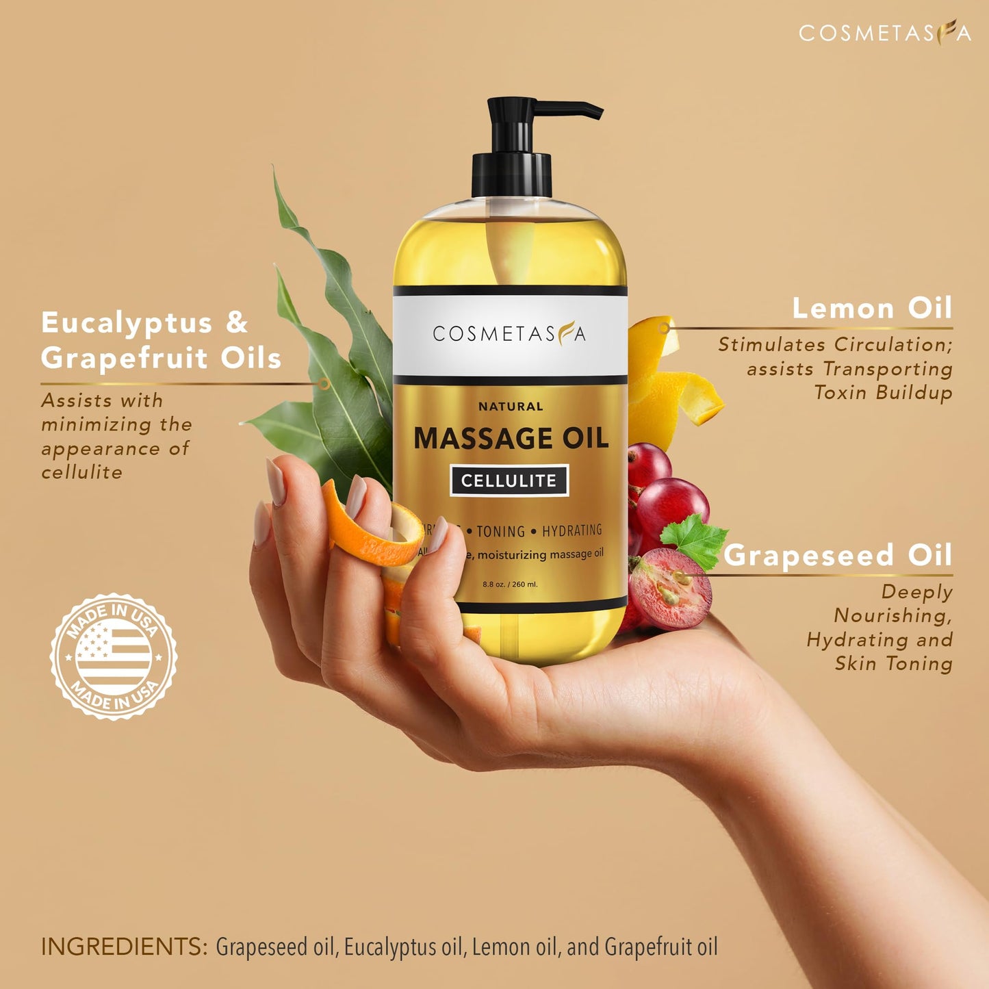 Cosmetasa Body Massage Oil Therapy Kit – Arnica & Lavender Oil | Anti-Cellulite & Spa Gift Set