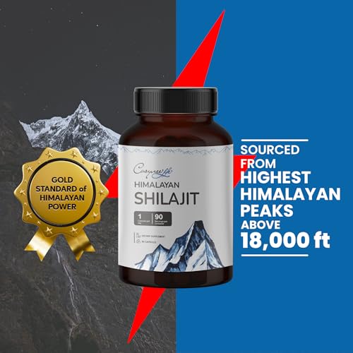 cosynee Himalayan Shilajit - Shilajit Capsules, Shilajit for Men, Shilajit for Women, 56% Fulvic Acid & 5% Piperine, 90 Caps