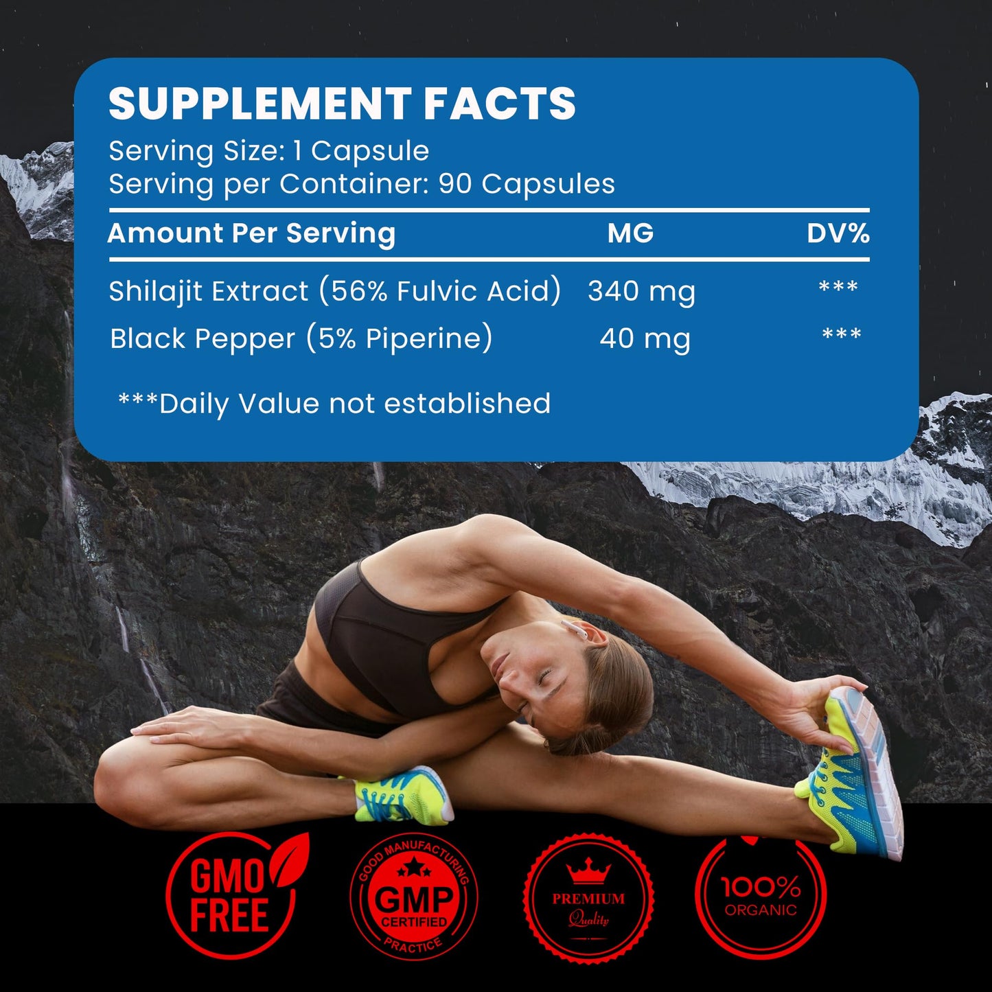 cosynee Himalayan Shilajit - Shilajit Capsules, Shilajit for Men, Shilajit for Women, 56% Fulvic Acid & 5% Piperine, 90 Caps
