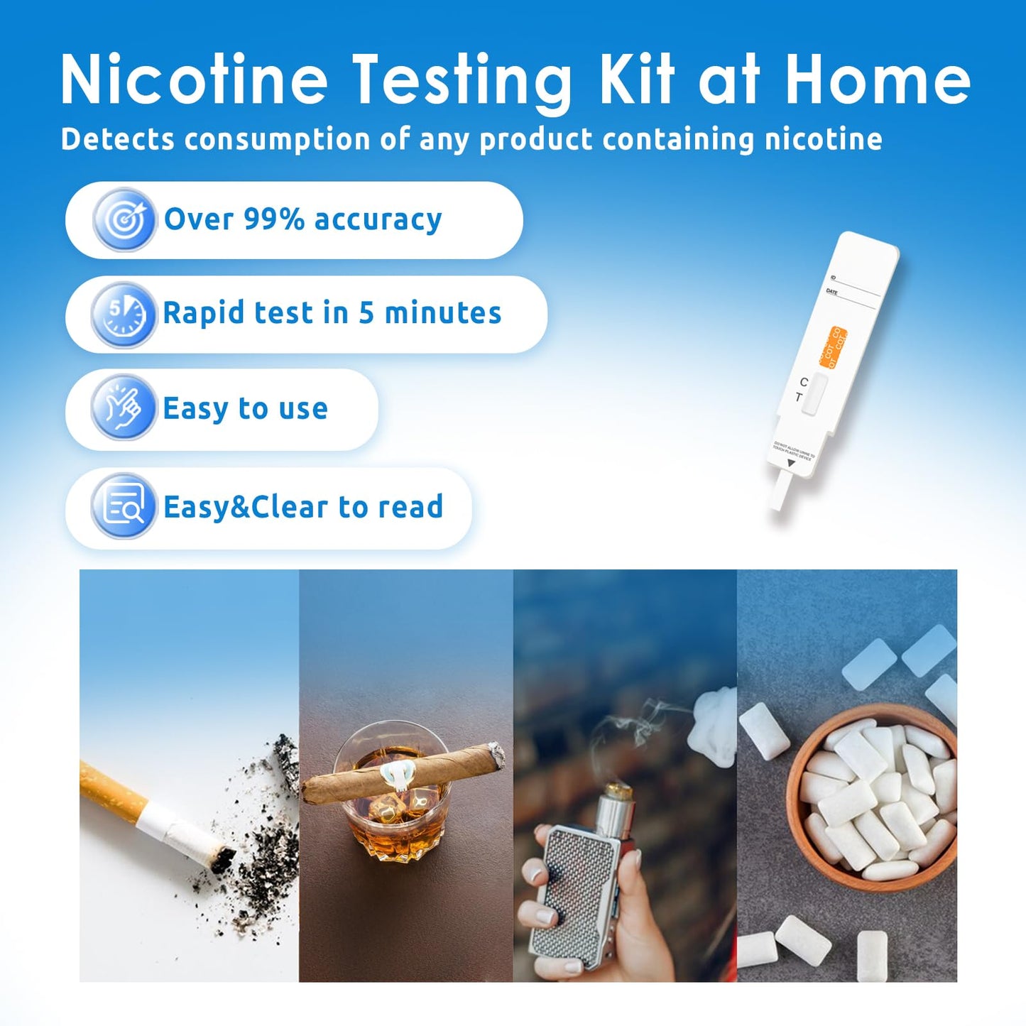 10 Pack Nicotine Testing Kit: Cotinine Urine Test at Home – Instant, Accurate & Easy to Use