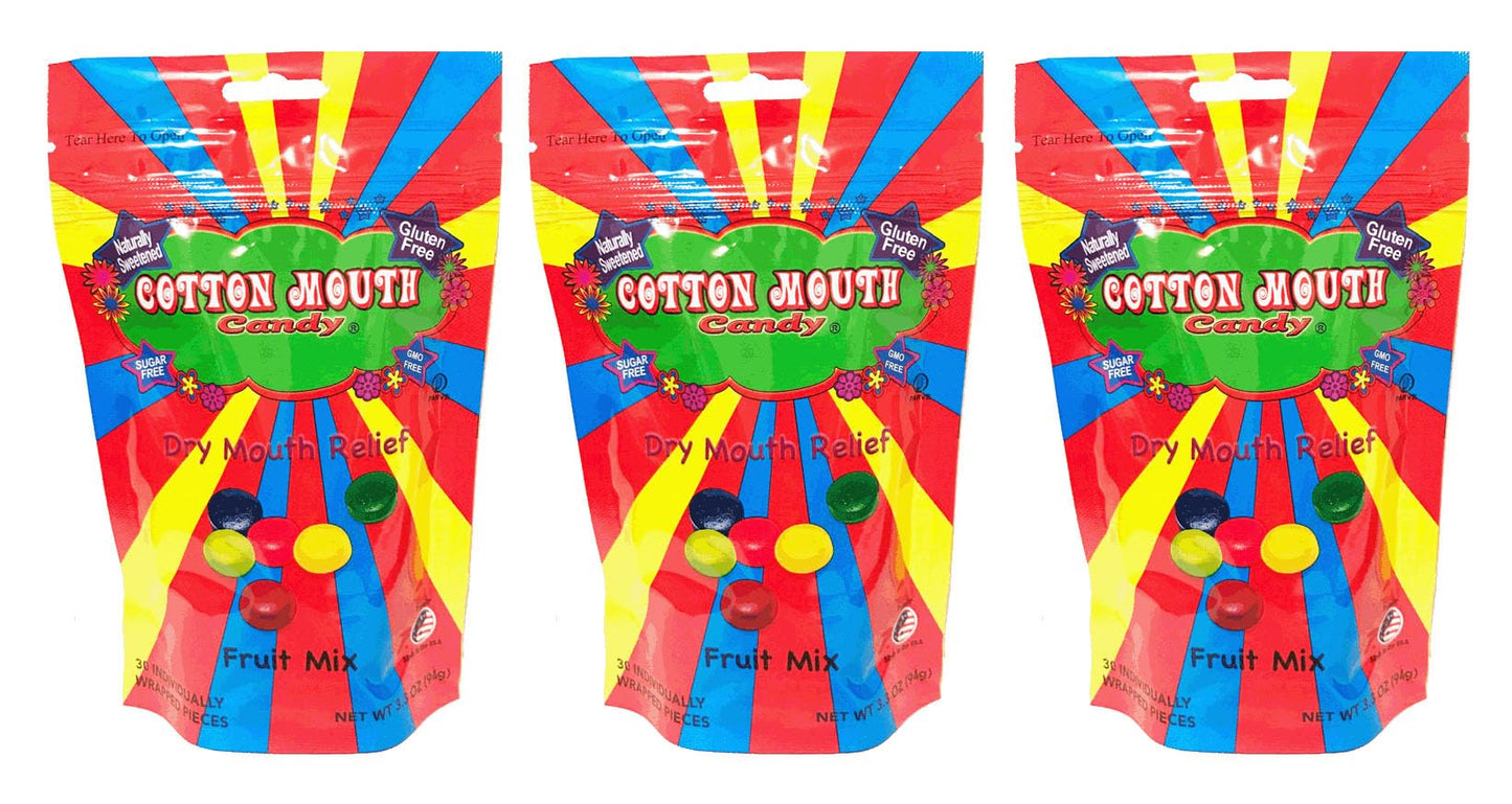 Cotton Mouth Candy Dry Mouth Relief Fruit Mix 3.3 oz Bags (3-Pack)