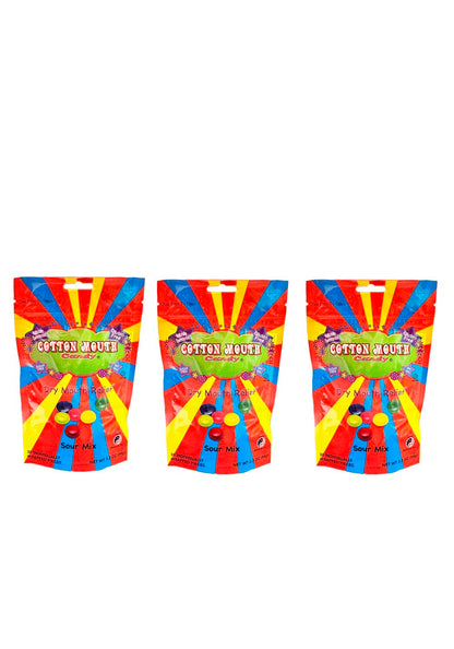 Cotton Mouth Candy Dry Mouth Relief Sour Mix 3.3 Ounce Bag (3 Bags) | Relieves Dry Mouth & Increases Saliva Production, Sugar Free, Gluten Free, Delicious Sour Flavor, Individually Wrapped, 30 Ct
