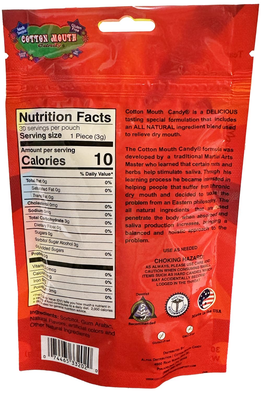 Cotton Mouth Candy Dry Mouth Relief Sour Mix 3.3 Ounce Bag (3 Bags) | Relieves Dry Mouth & Increases Saliva Production, Sugar Free, Gluten Free, Delicious Sour Flavor, Individually Wrapped, 30 Ct