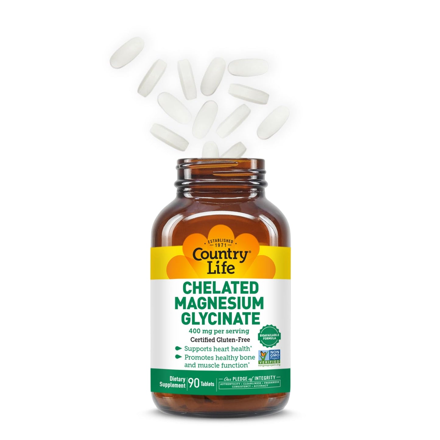 Country Life Chelated Magnesium Glycinate 400mg – High-Absorption, 90 Tablets