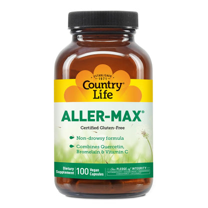 Country Life Aller-Max Quercetin with Bromelain – Immune Support (Gluten-Free, Vegan, Vitamin C & Zinc) 100 Count