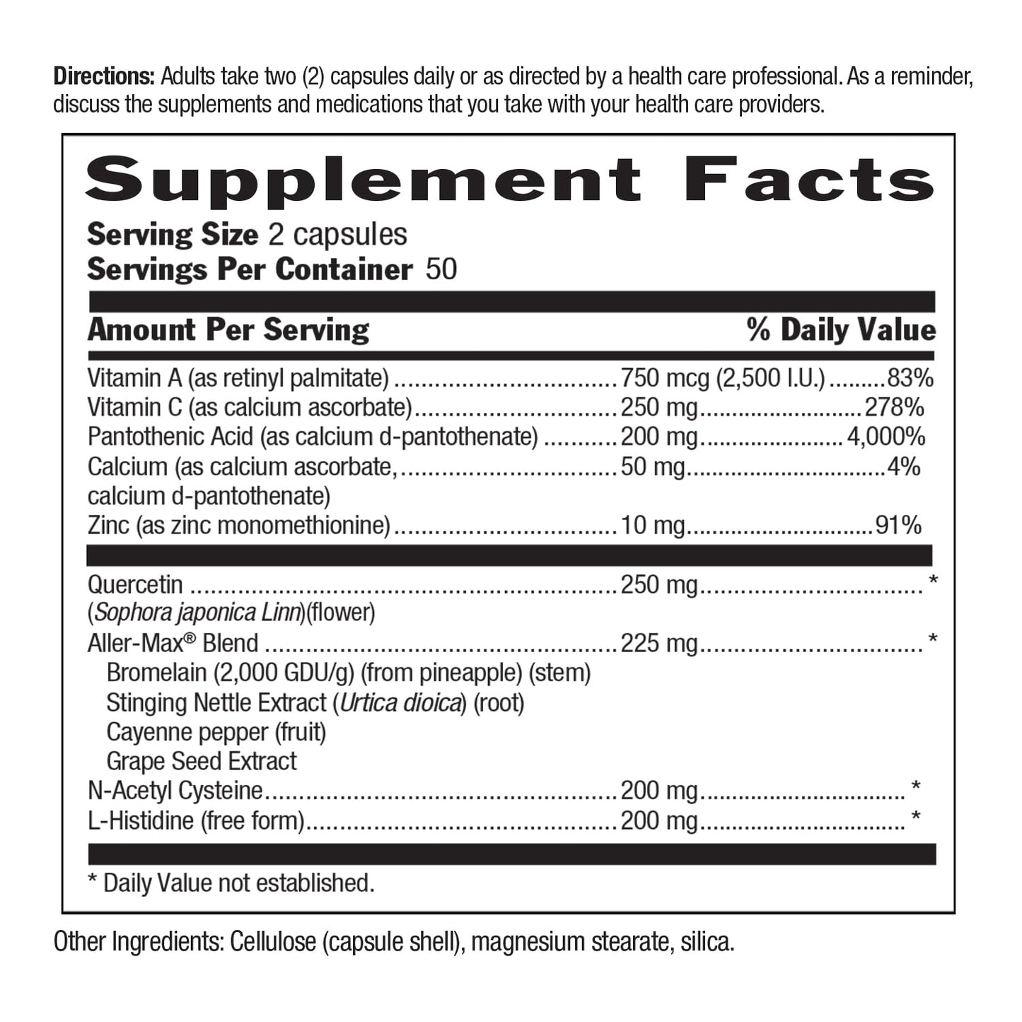 Country Life Aller-Max Quercetin with Bromelain – Immune Support (Gluten-Free, Vegan, Vitamin C & Zinc) 100 Count
