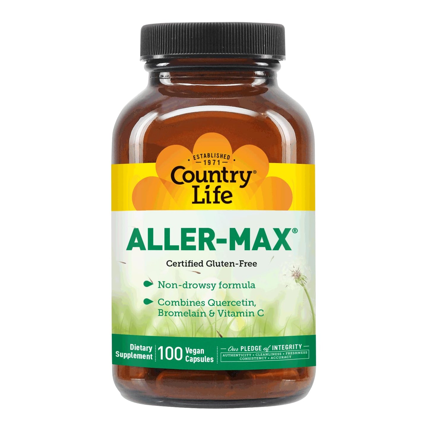Country Life Aller-Max Quercetin with Bromelain – Immune Support (Gluten-Free, Vegan, Vitamin C & Zinc) 100 Count