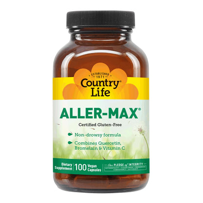 Country Life Aller-Max Quercetin with Bromelain – Immune Support (Gluten-Free, Vegan, Vitamin C & Zinc) 100 Count