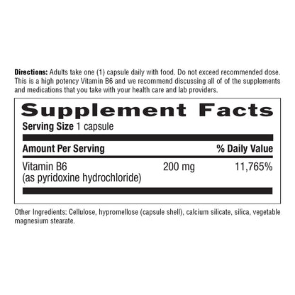 Country Life Vitamin B-6 200 mg High Potency – 90 Vegan Capsules (Pack of 2) | Gluten Free, Vegan, Halal