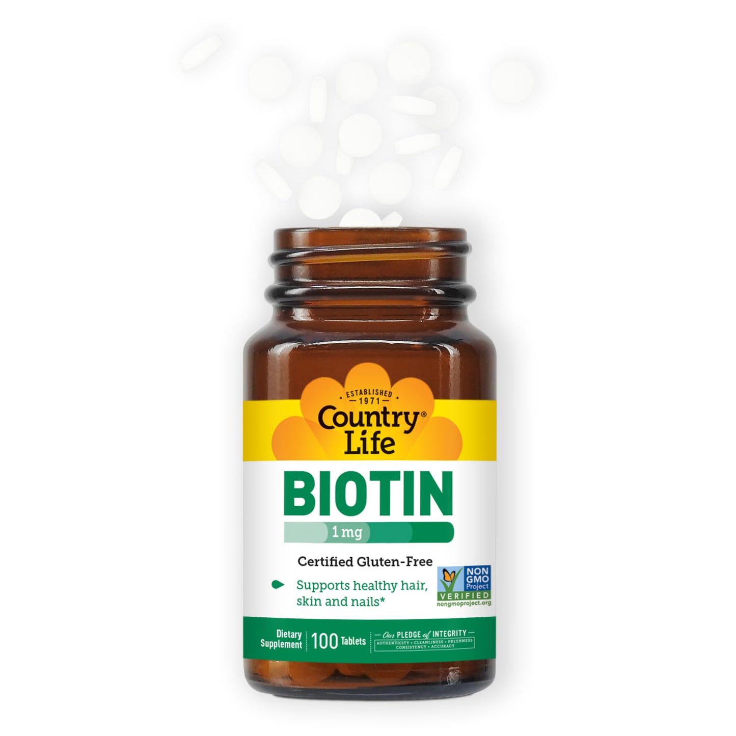 Country Life Biotin 1mg – Healthy Hair, Skin & Nails (Pack of 2) | Gluten Free, Vegan, Halal, Non-GMO